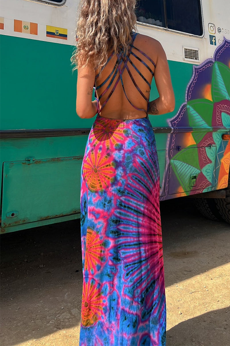 Vestidos sexis sin mangas con cuello en U y espalda descubierta con estampado universitario (4 colores)