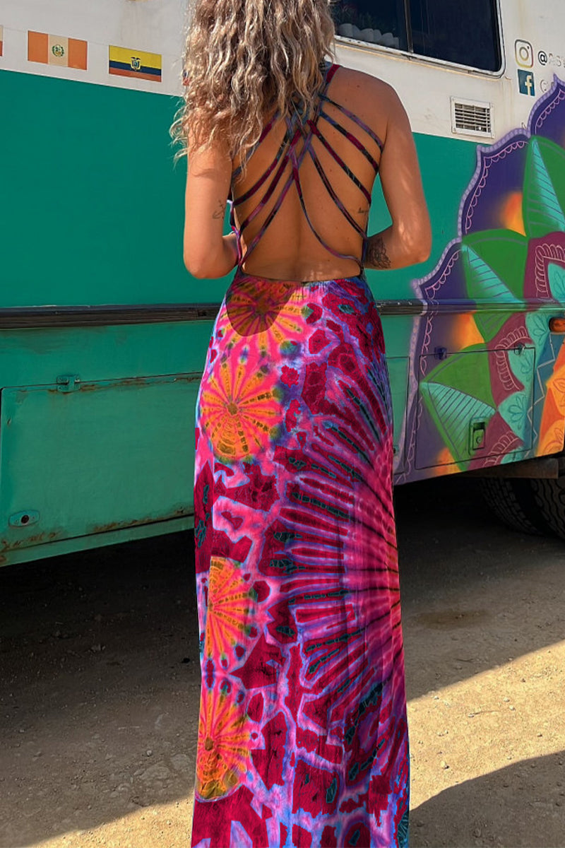 Vestidos sexis sin mangas con cuello en U y espalda descubierta con estampado universitario (4 colores)
