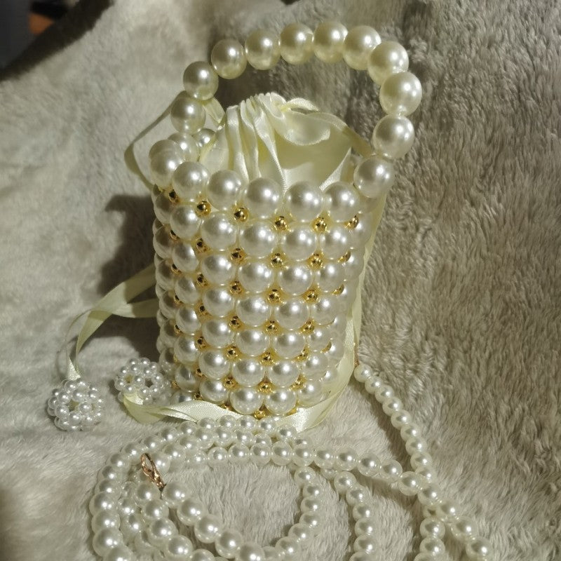Bolsos casuales de diario con patchwork y tejido de perlas