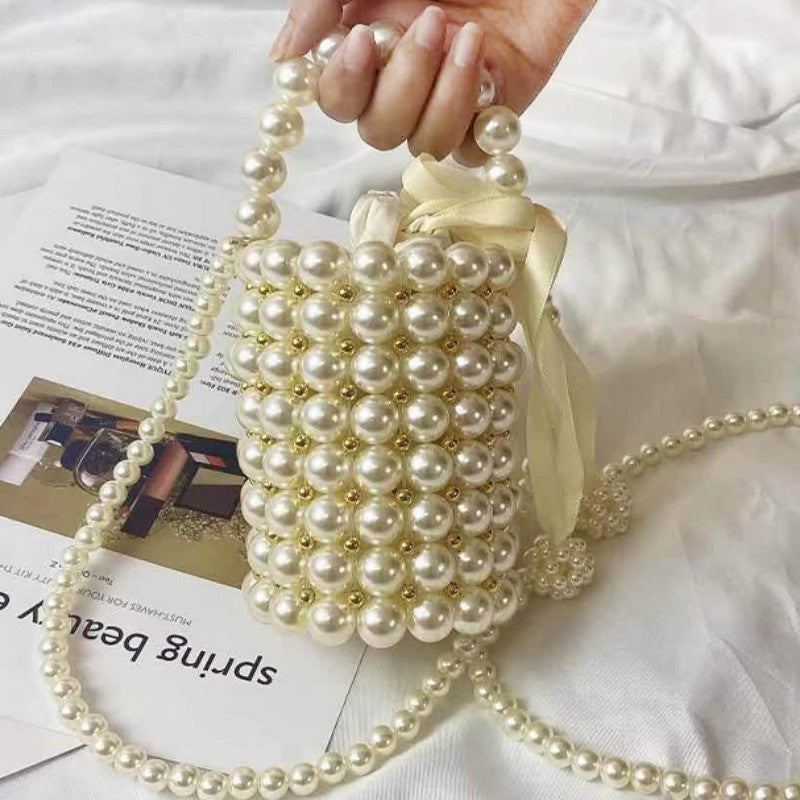 Bolsos casuales de diario con patchwork y tejido de perlas