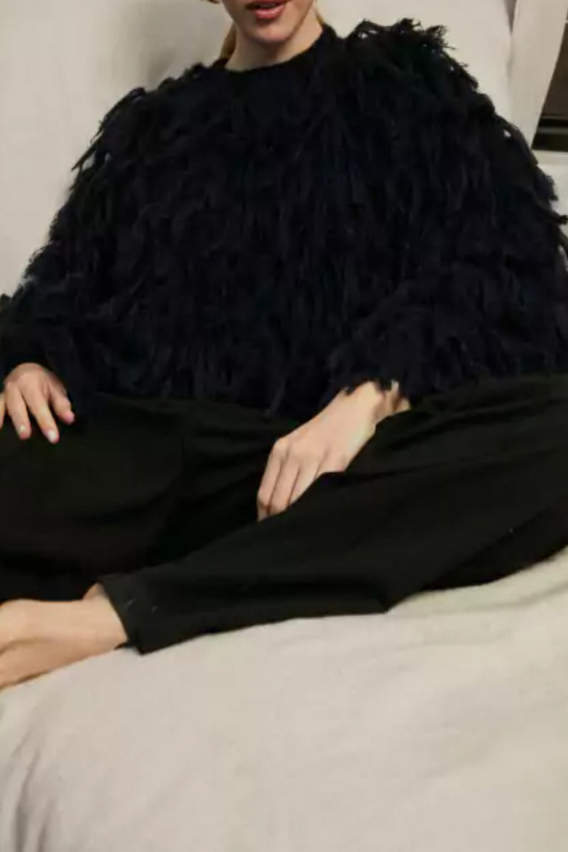 Suéteres elegantes de estilo británico con borlas lisas y cuello redondo (5 colores)