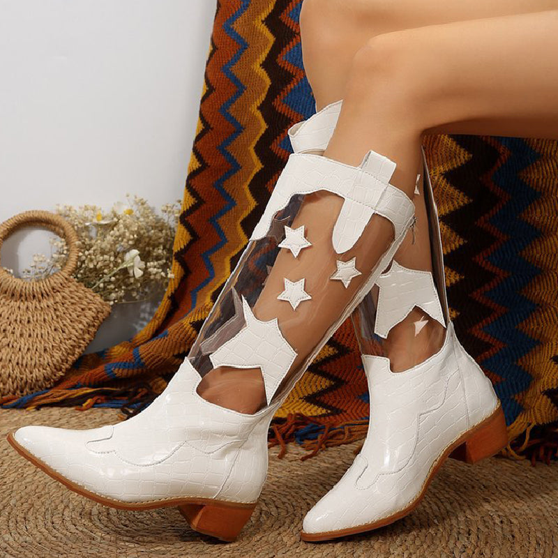Zapatos casuales de patchwork transparentes con puntera abierta