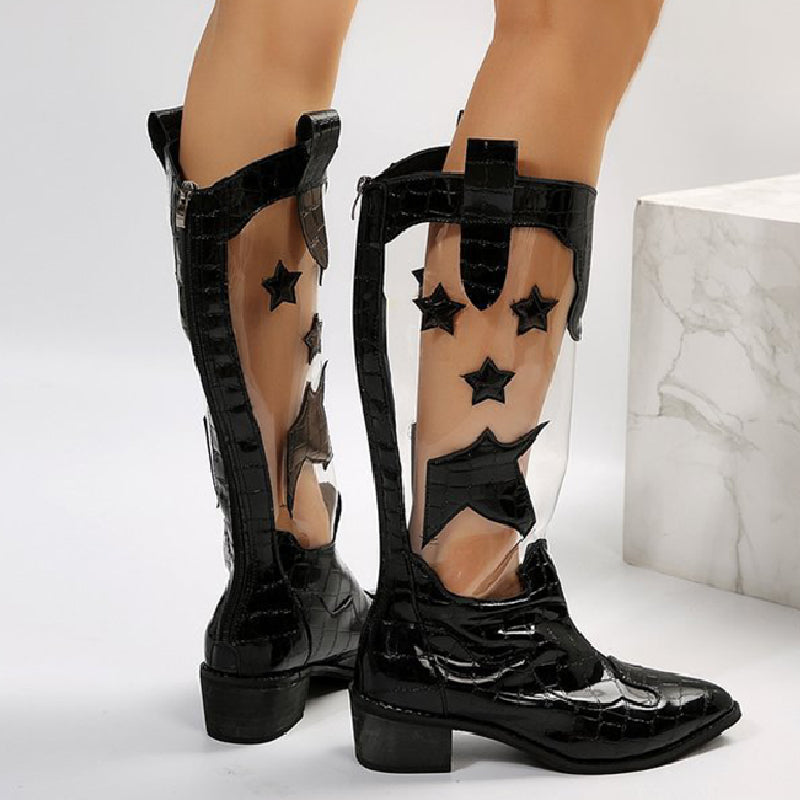 Zapatos casuales de patchwork transparentes con puntera abierta