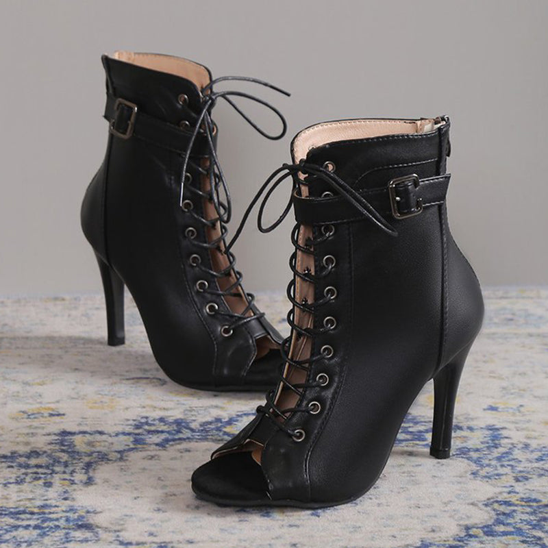 Zapatos casuales de exterior con diseño de patchwork y frenillo con boca de pez (altura del tacón: 9,5 cm)