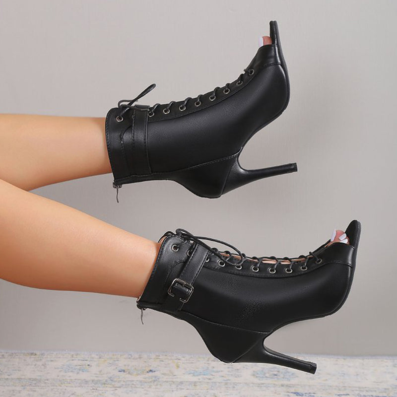 Zapatos casuales de exterior con diseño de patchwork y frenillo con boca de pez (altura del tacón: 9,5 cm)