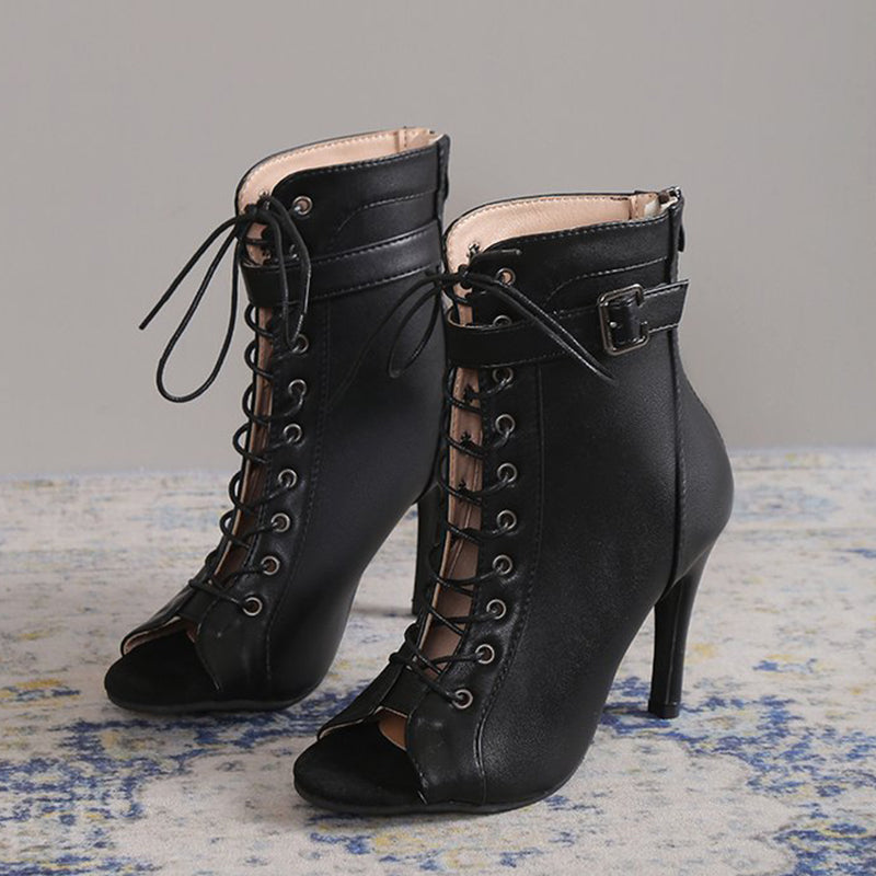 Zapatos casuales de exterior con diseño de patchwork y frenillo con boca de pez (altura del tacón: 9,5 cm)