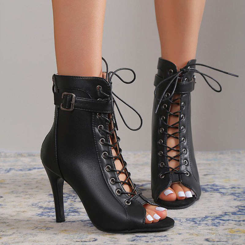 Zapatos casuales de exterior con diseño de patchwork y frenillo con boca de pez (altura del tacón: 9,5 cm)