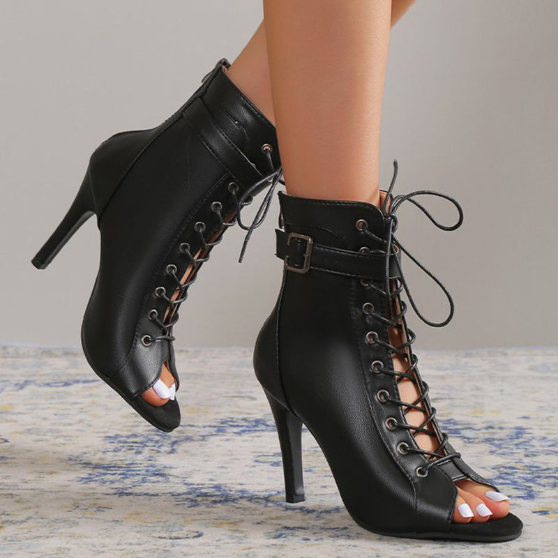 Zapatos casuales de exterior con diseño de patchwork y frenillo con boca de pez (altura del tacón: 9,5 cm)