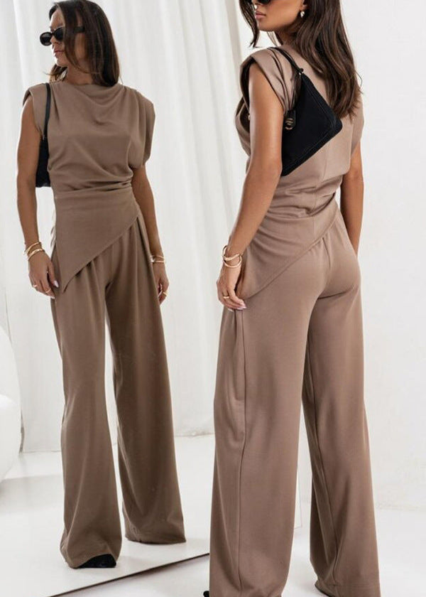 Nova Asymmetric Drape Pants Set