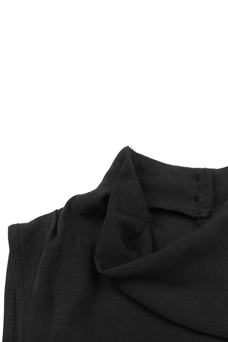 Elegante vestido liso sin mangas con cuello halter y frenillo