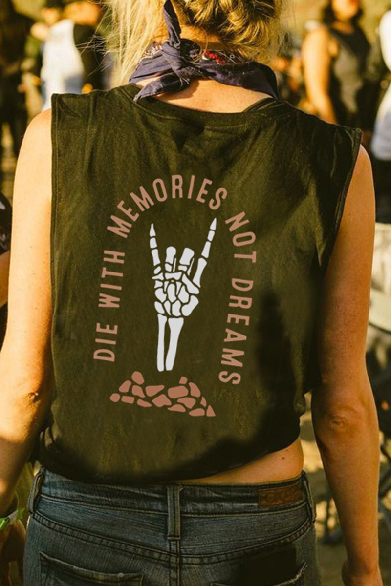 CHALECO ESTAMPADO MUERE CON RECUERDOS, NO CON SUEÑOS