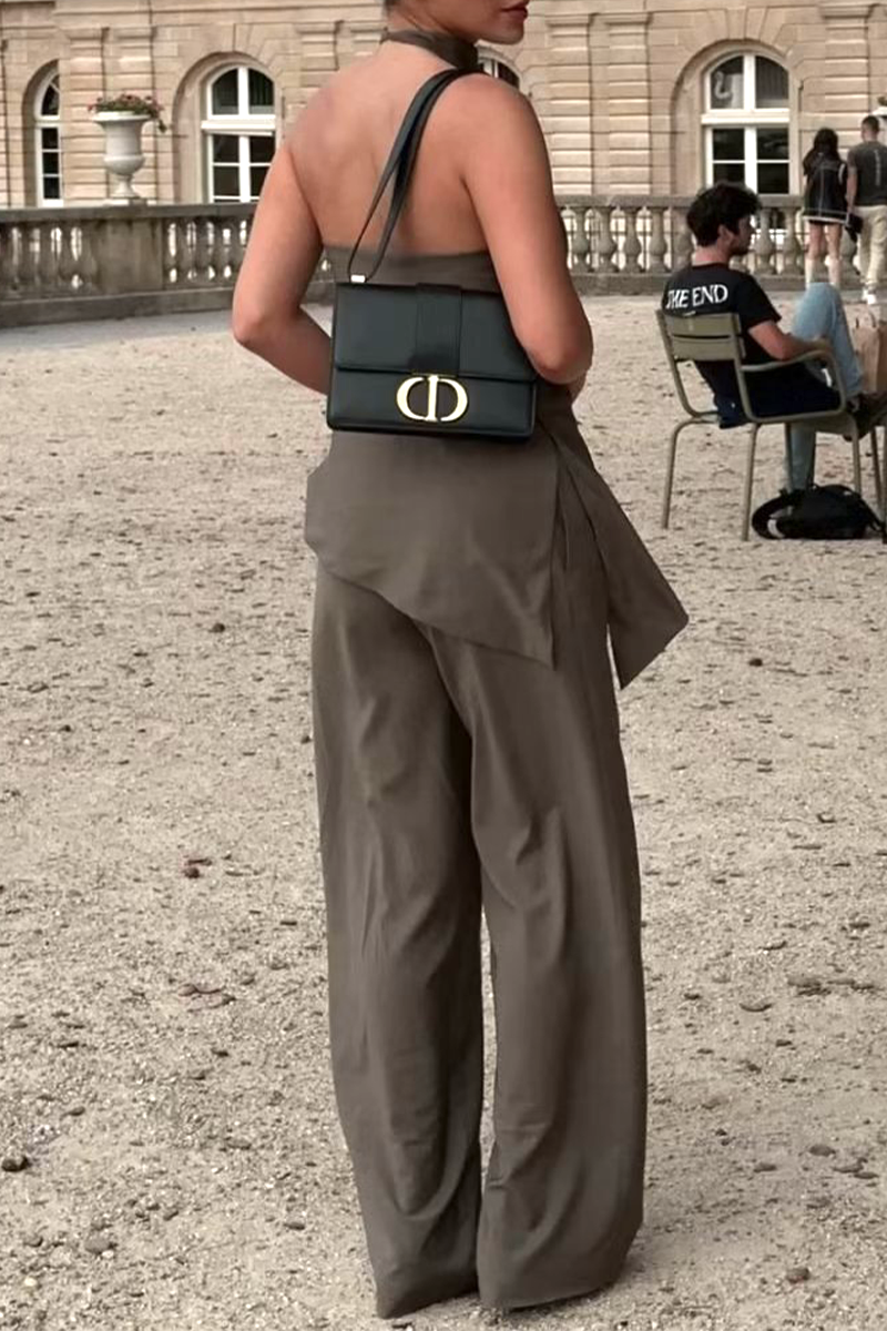Casual Backless Irregular Halter Sleeveless Two Pieces