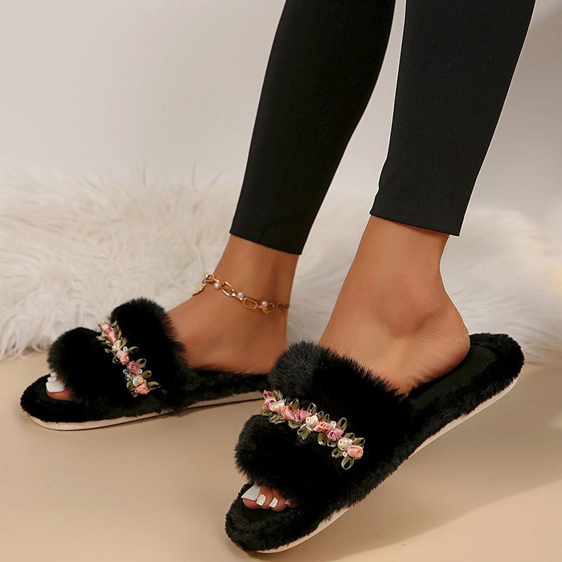 Zapatos casuales, cómodos y redondos con diseño de flores y patchwork