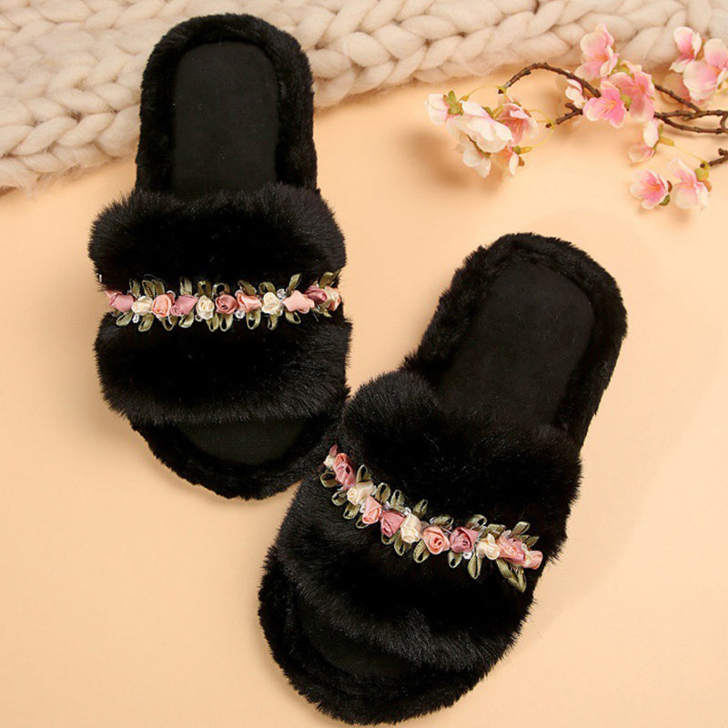 Zapatos casuales, cómodos y redondos con diseño de flores y patchwork