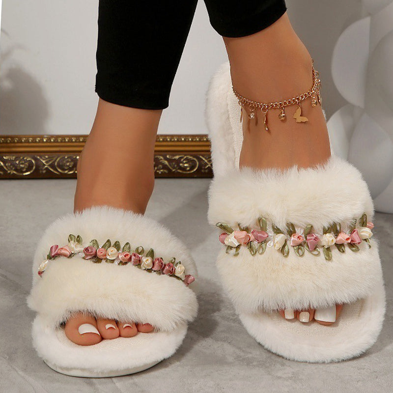 Zapatos casuales, cómodos y redondos con diseño de flores y patchwork
