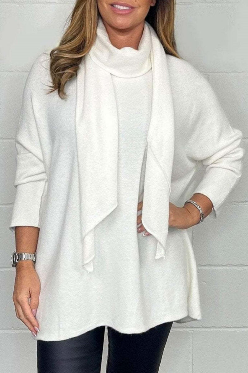 Tops casuales con cuello de bufanda básica de color sólido (3 colores)