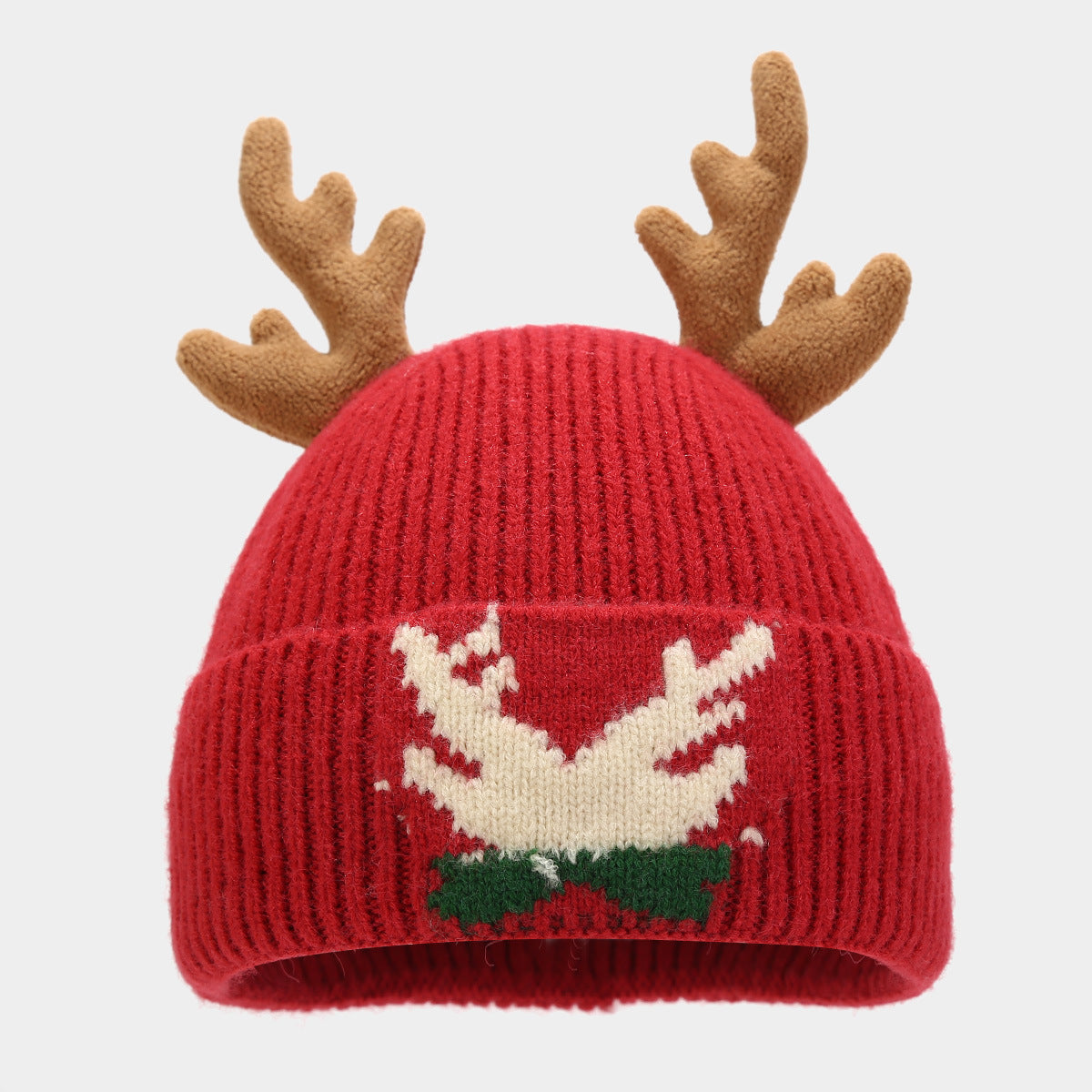 Conjunto de tres piezas con bufanda, gorro y guantes de asta de reno navideño (3 colores)