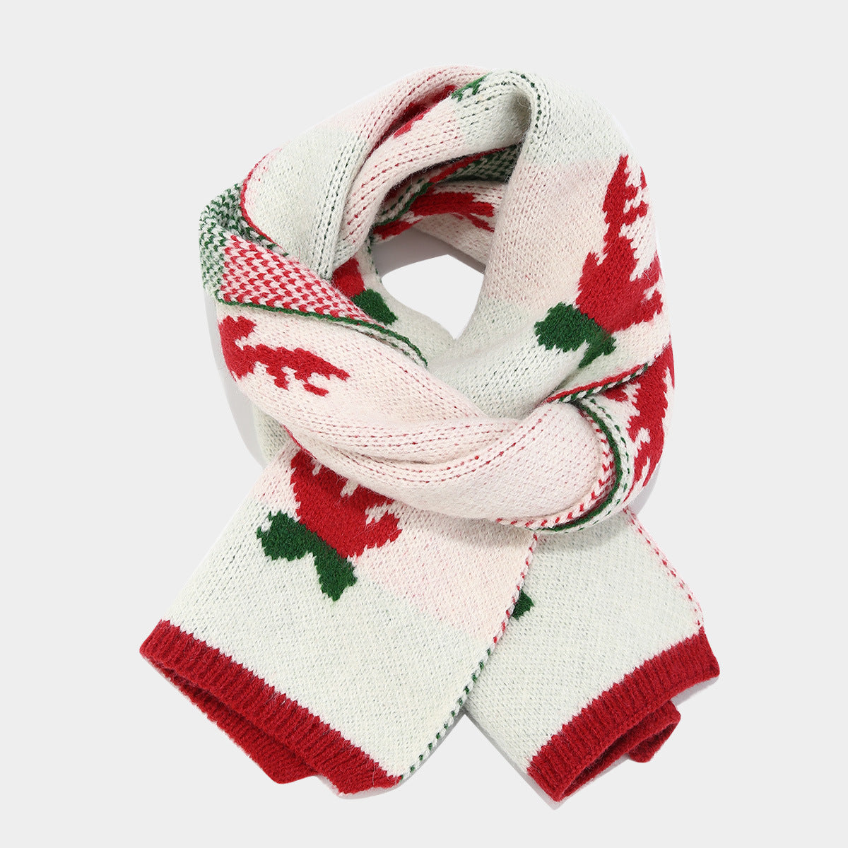 Conjunto de tres piezas con bufanda, gorro y guantes de asta de reno navideño (3 colores)