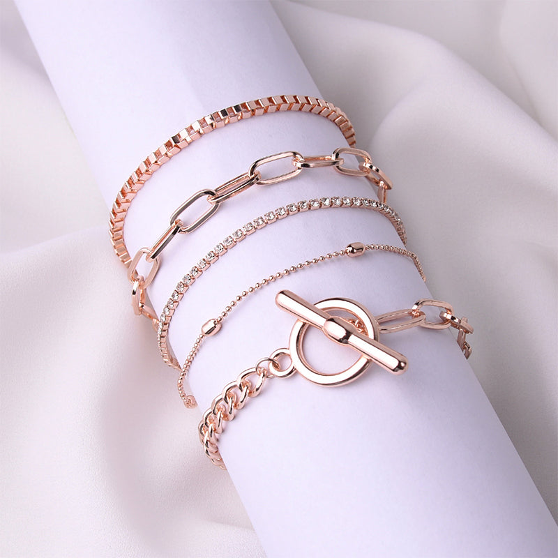 Elegantes pulseras de cadenas de patchwork