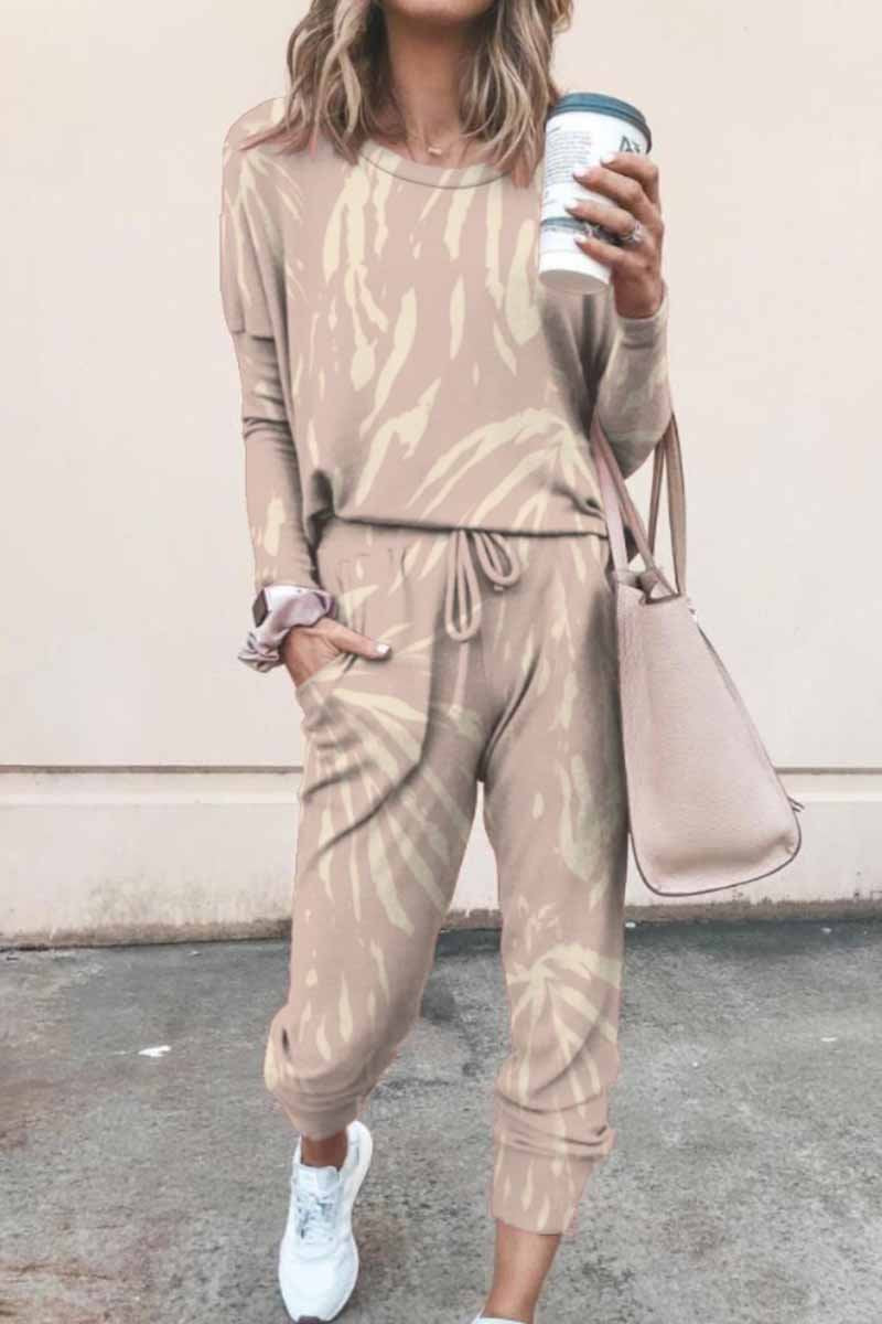 Ropa casual para el hogar de manga larga con efecto tie-dye