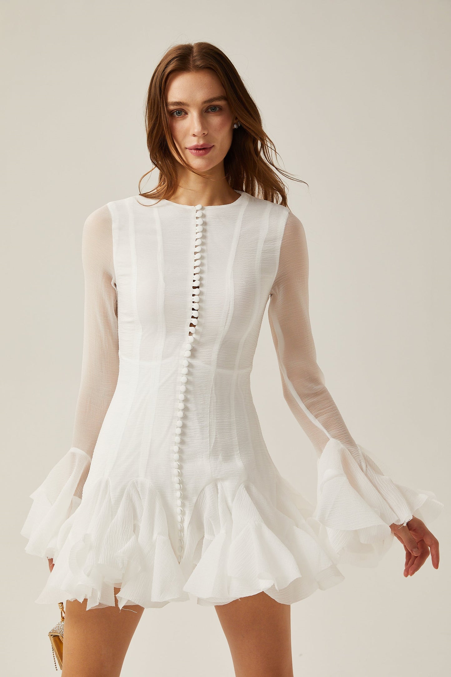Vestido mini acampanado semitransparente Leila