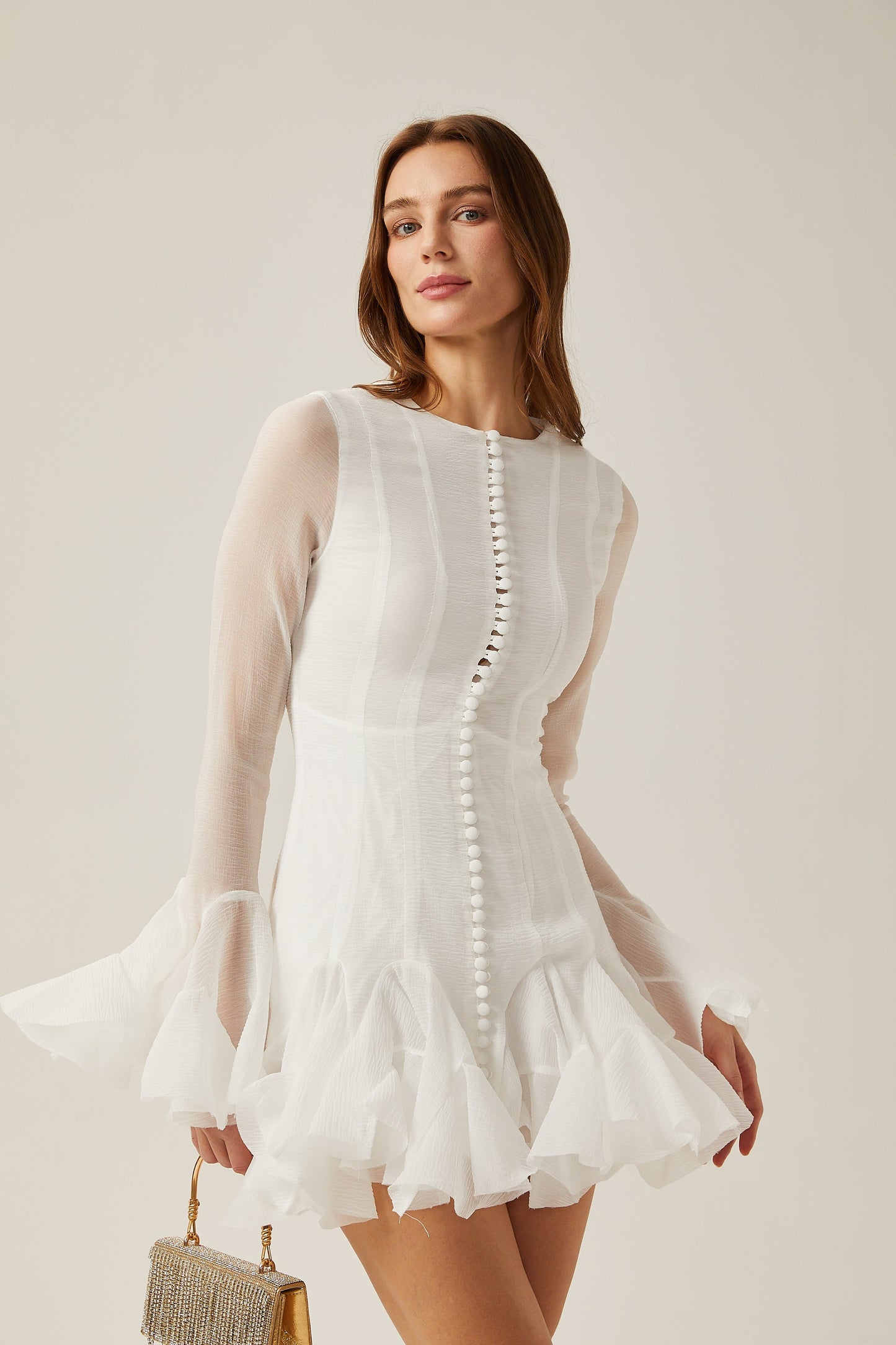 Vestido mini acampanado semitransparente Leila