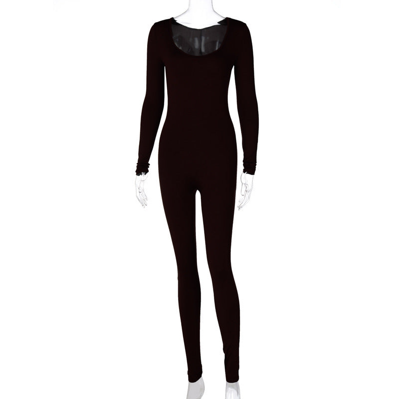 Mono ajustado de manga larga con leggings que suben la cadera para mujer