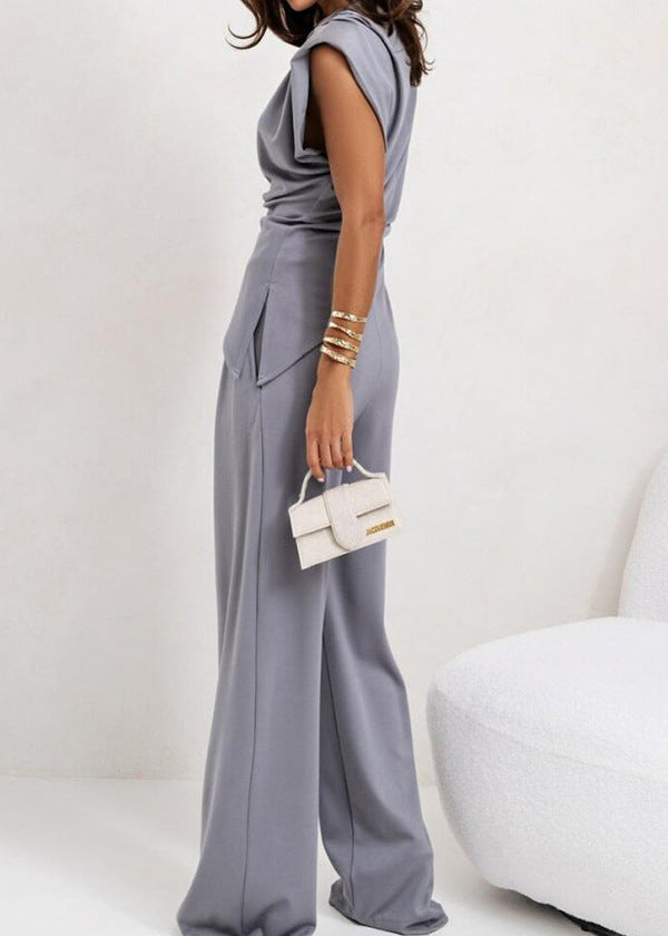 Nova Asymmetric Drape Pants Set