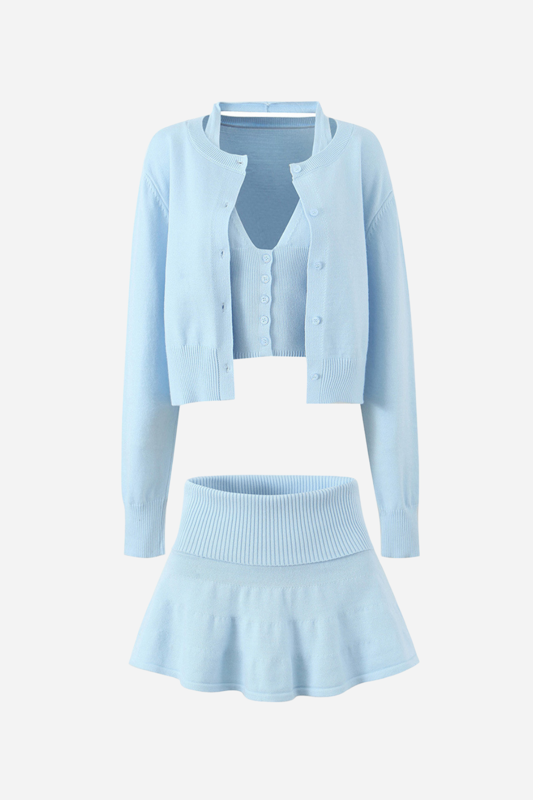 Halter Vest Three-piece Knitted Set