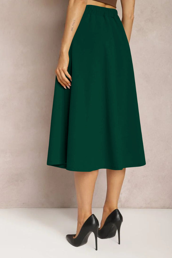 Falda de moda con costuras de cuero en color liso, elegante y artística, estilo retro para mujer.
