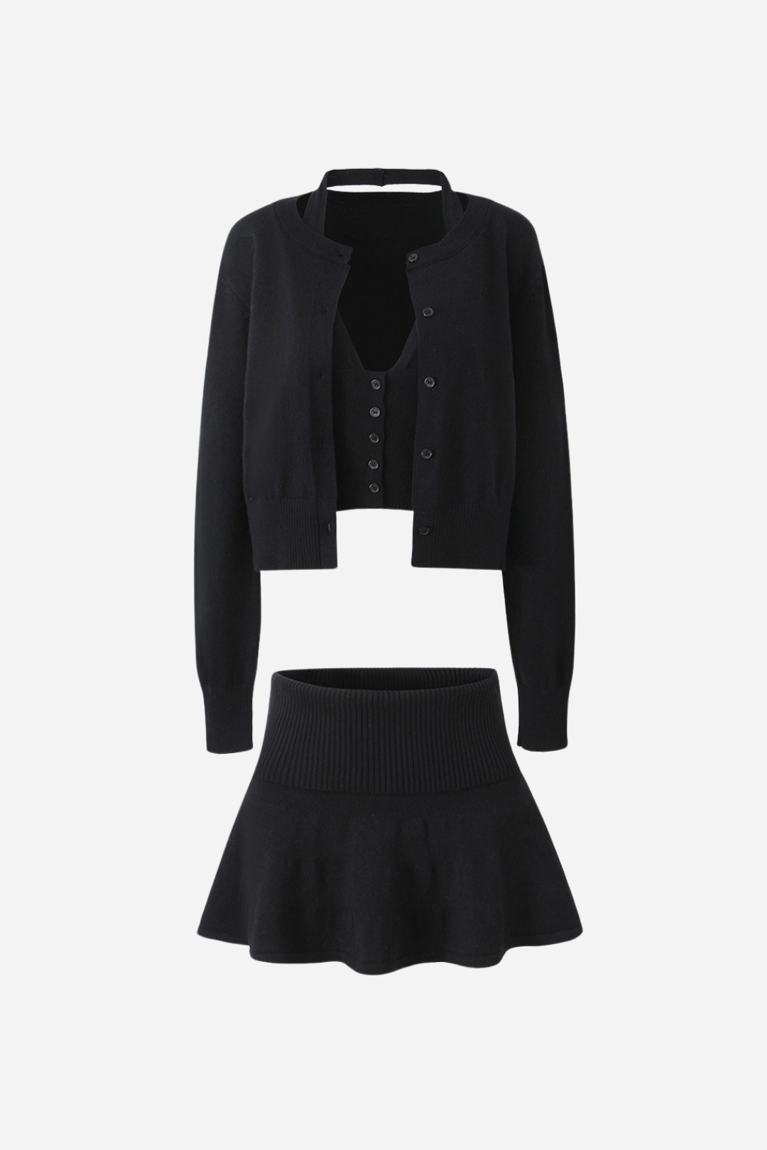 Halter Vest Three-piece Knitted Set