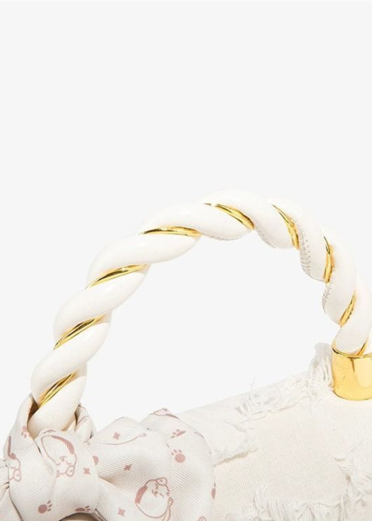 Roselle - Lace-Embellished Mini Top-Handle Bag with Scarf Detail