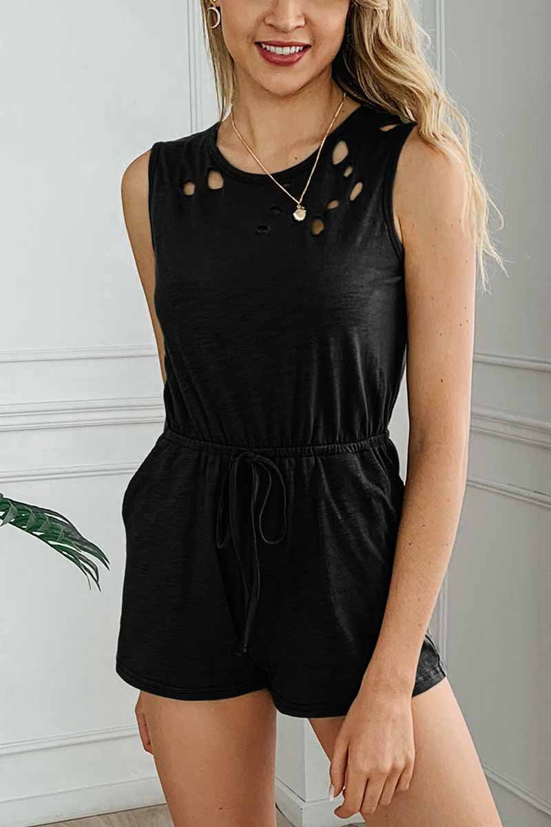 Mono ajustable con cuello redondo y bolsillo