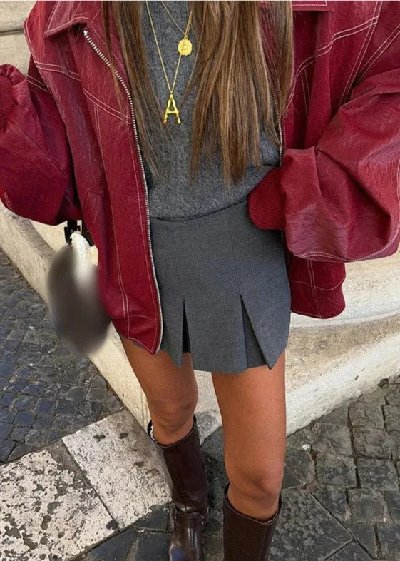 Oversized Red Zipper Jacket