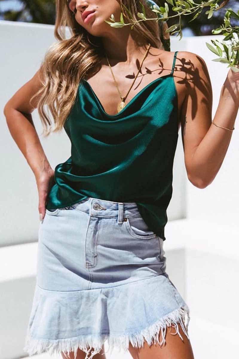 Top de color liso para mujer