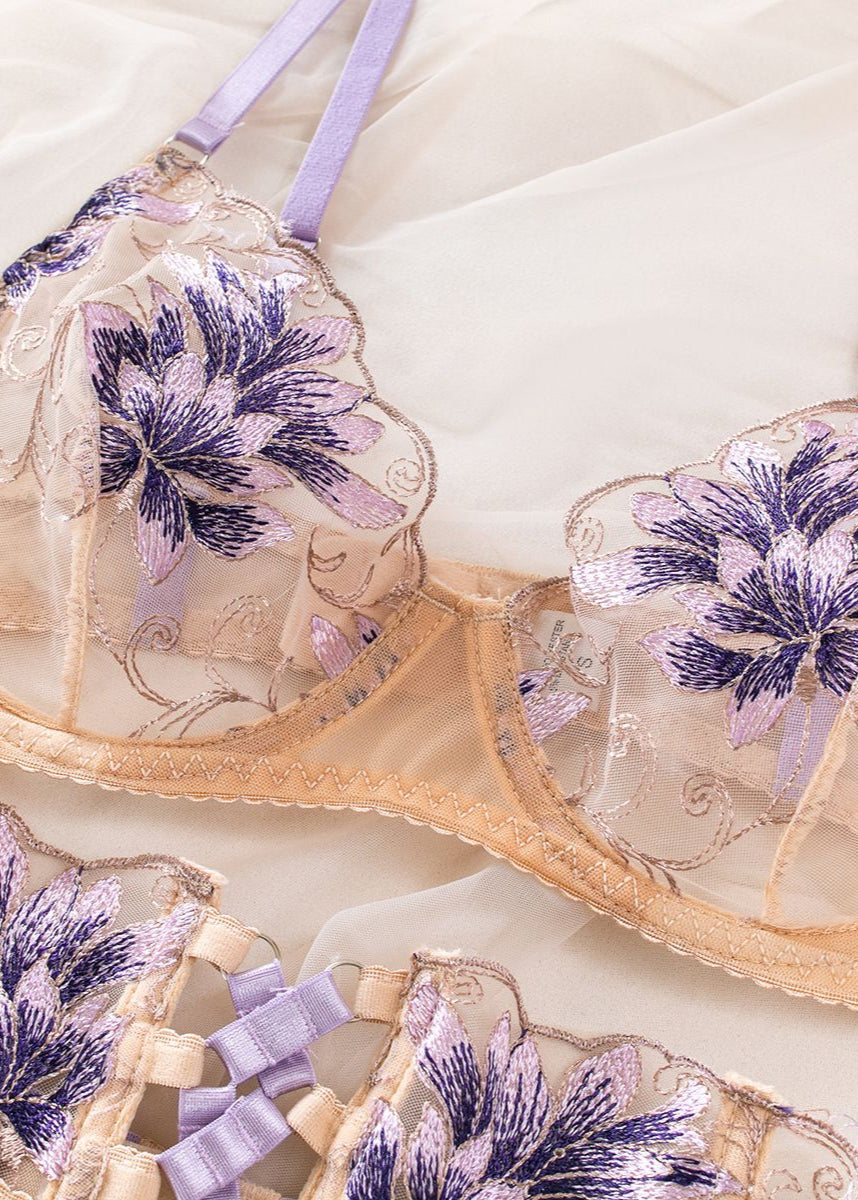 Viola Blossom - Lace Garter Lingerie Set
