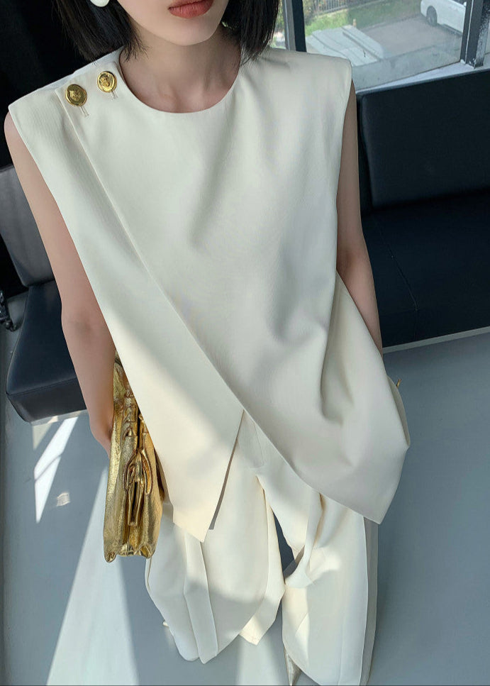 Sculpted Edge Asymmetrical Top & Wide-Leg Pants Set