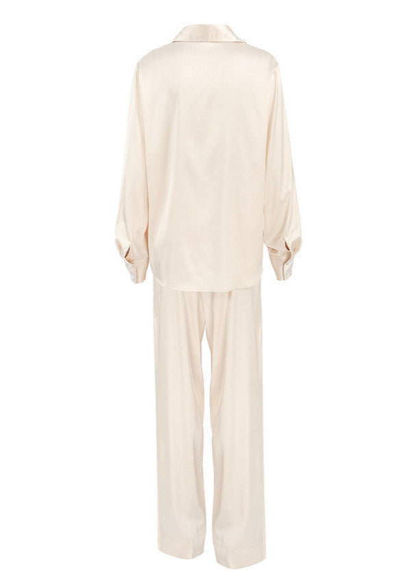 Ivory Drift Satin Relaxed Shirt & Pants Set