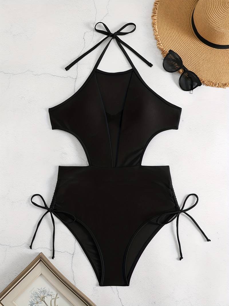 Sheer Elegance Mesh Halter One-Piece
