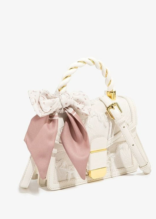 Roselle - Lace-Embellished Mini Top-Handle Bag with Scarf Detail