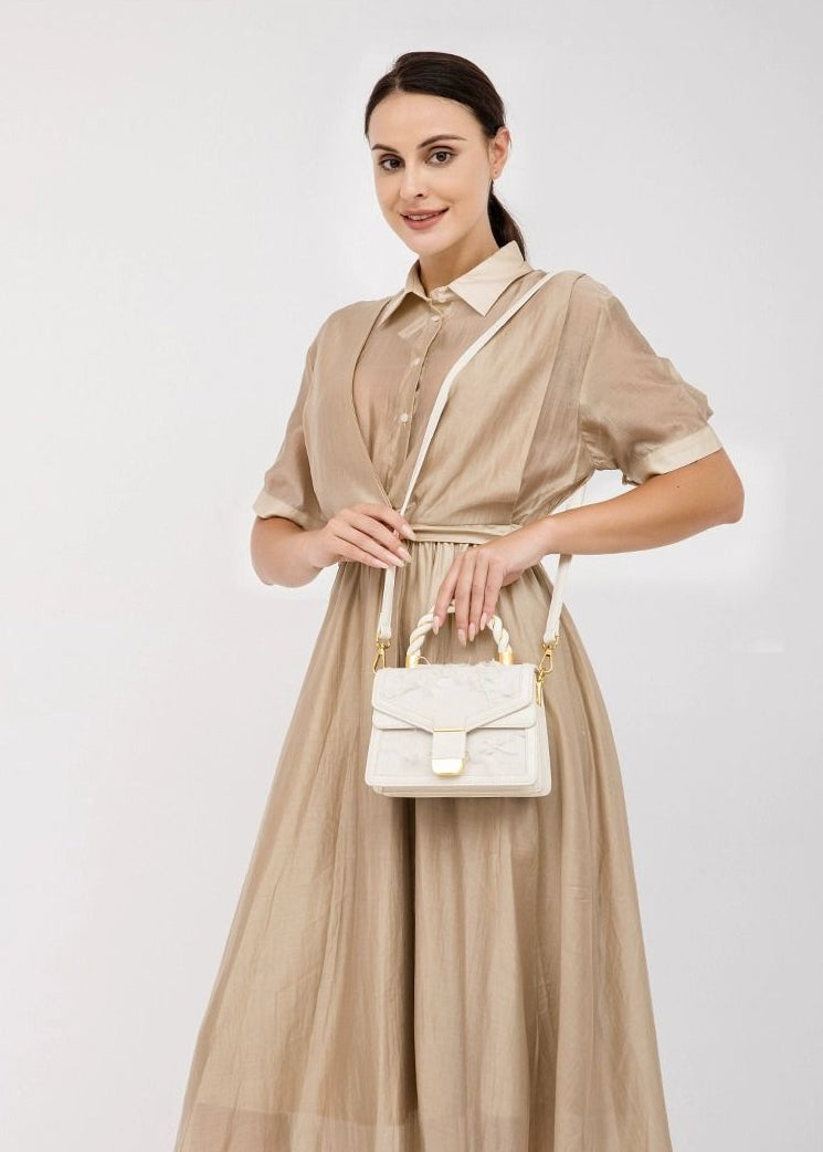 Roselle - Lace-Embellished Mini Top-Handle Bag with Scarf Detail