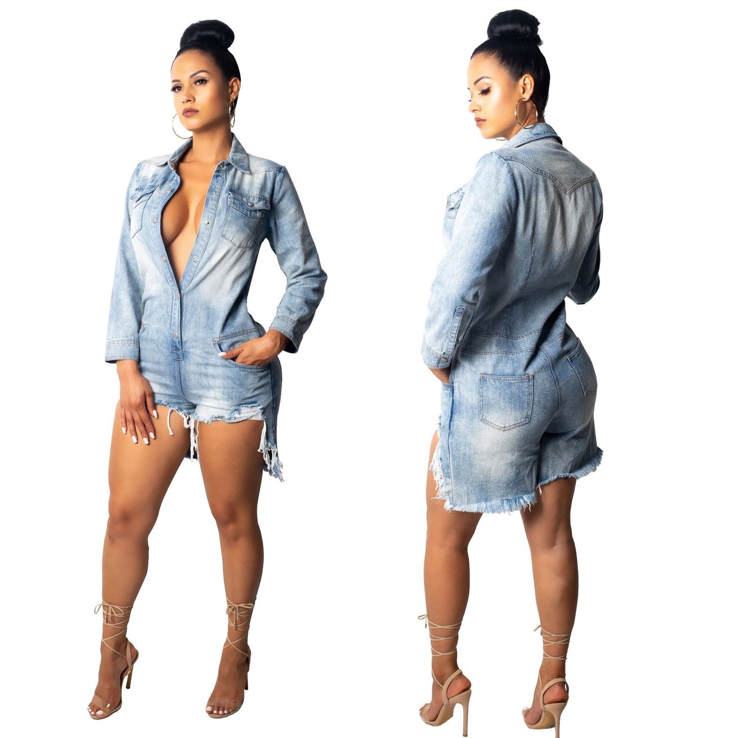 Mono informal ajustado con vaqueros sexys para mujer