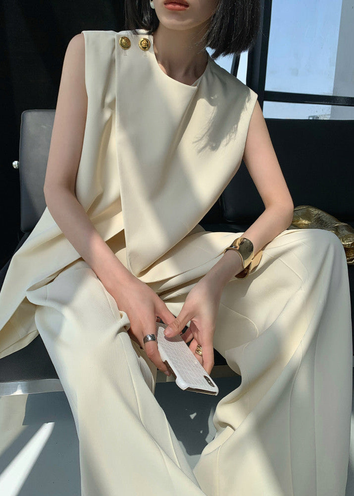 Sculpted Edge Asymmetrical Top & Wide-Leg Pants Set