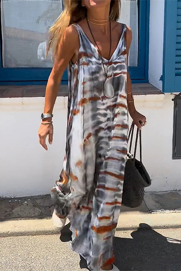 Vestido sin mangas con estampado tie-dye