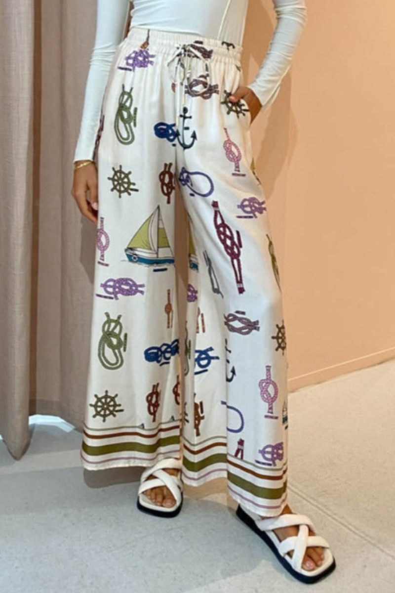 Hand-Drawn Nautical Motifs Pants Set