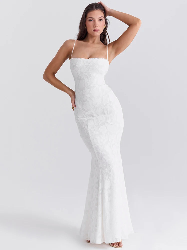 -Women’s Sexy Sleeveless Lace Patchwork Backless Bodycon Maxi Dress, Elegant Party Club Evening Dress, Summer