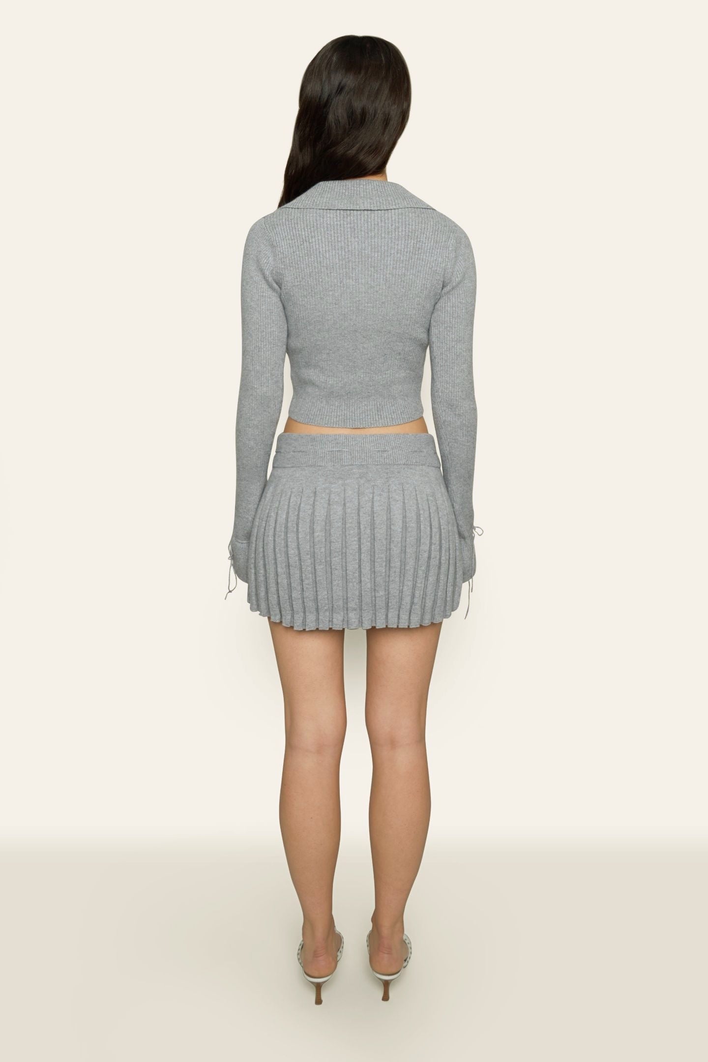 Bowknot Ribbed Three-piece Knitted Set
