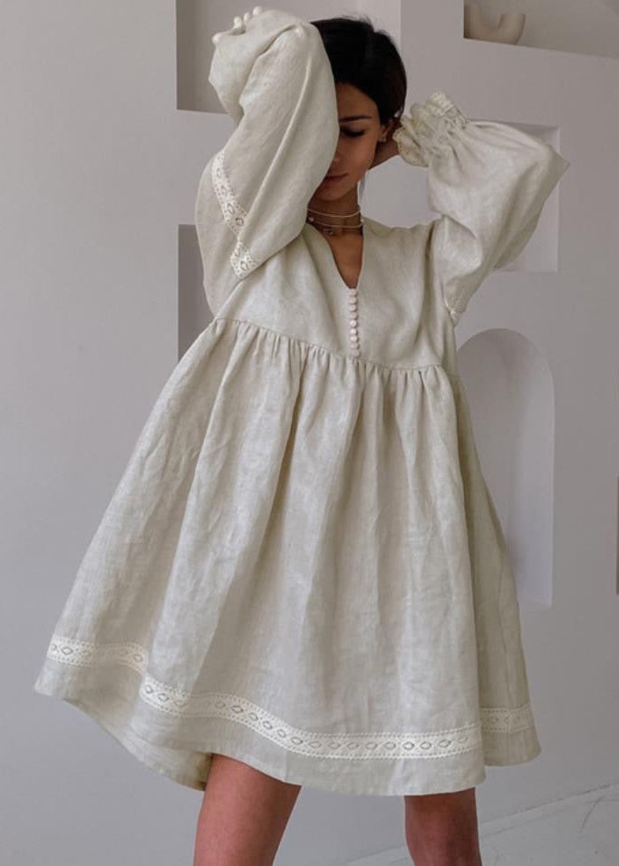 Willowfield - Linen Puff Sleeve Babydoll Dress