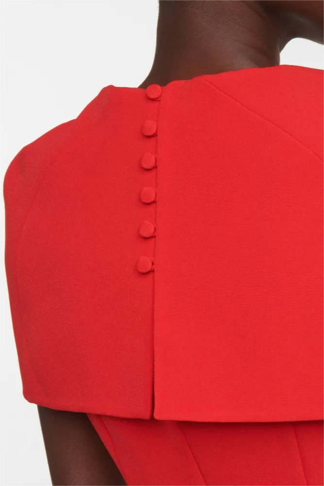 Vestido midi chal con cuello en V liso