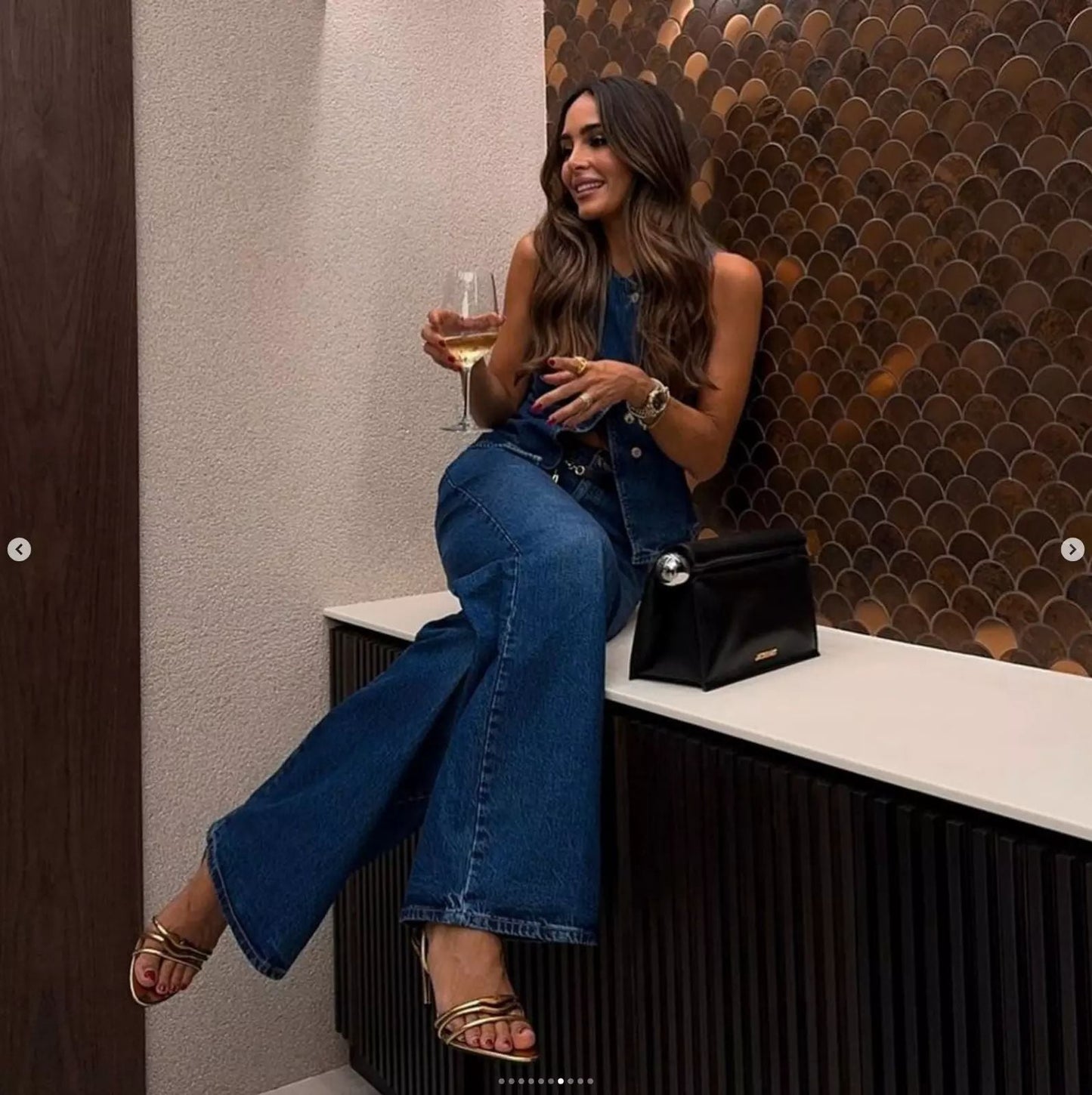 Spring Summer Women Sleeveless Vest Wide Leg Denim Two Piece Sets